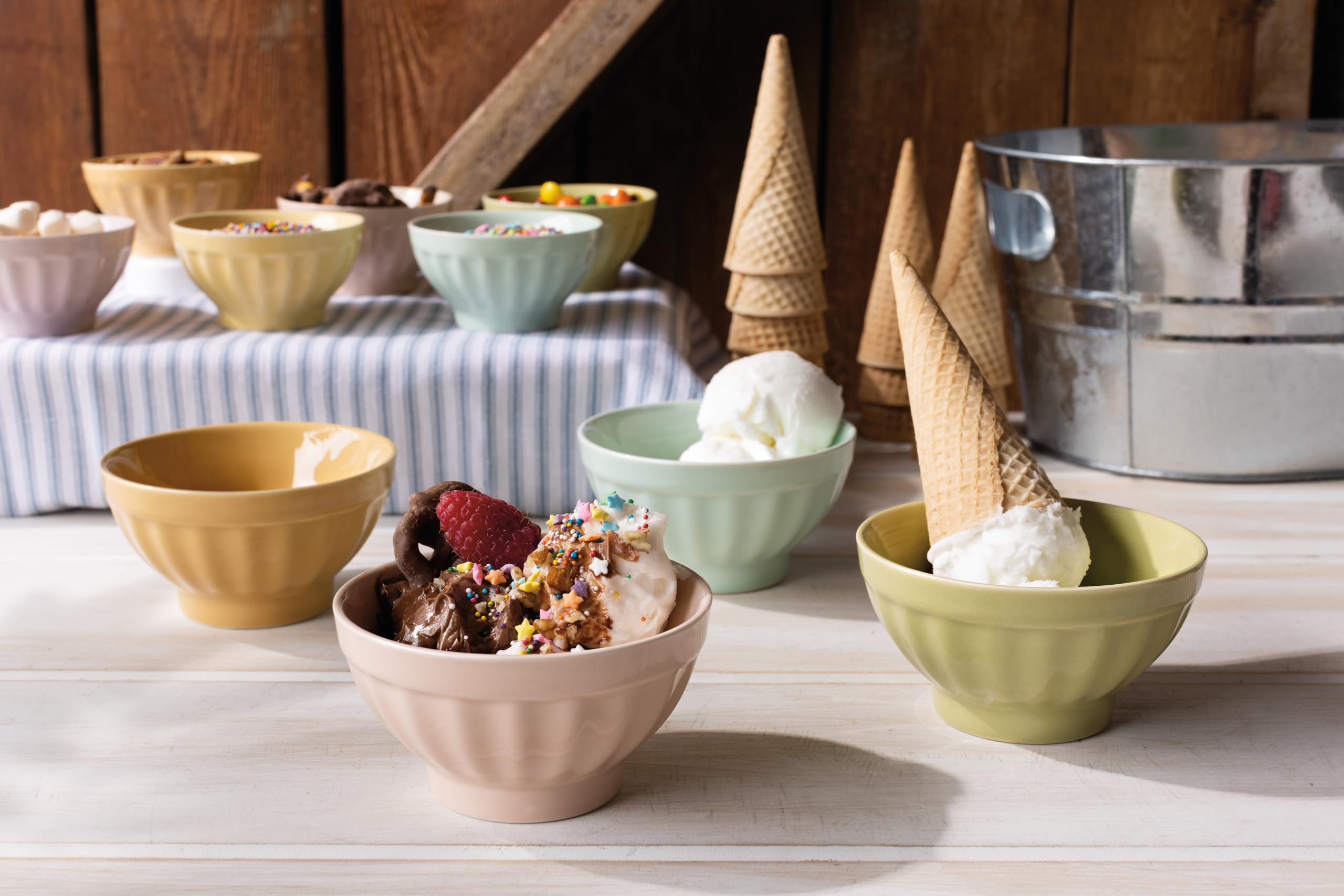 Amazon.com: Now Designs Flora Stoneware Icecream Bowls, Set of 4
