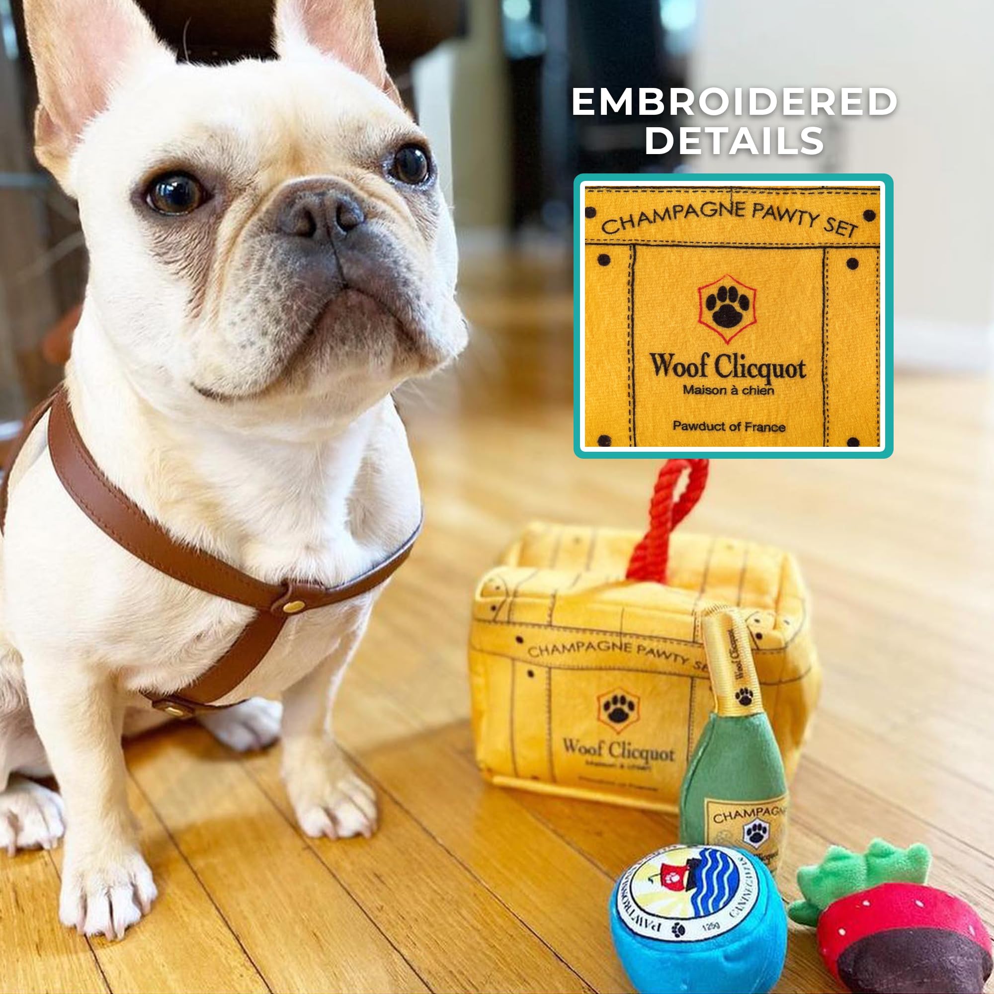 Haute Diggity Dog Woof Clicquot Pawty Ensemble de jouets en peluche pour chien avec couineur interactif, stimulant l'enrichissement des animaux de compagnie, lavable en machine et matériaux sûrs pour