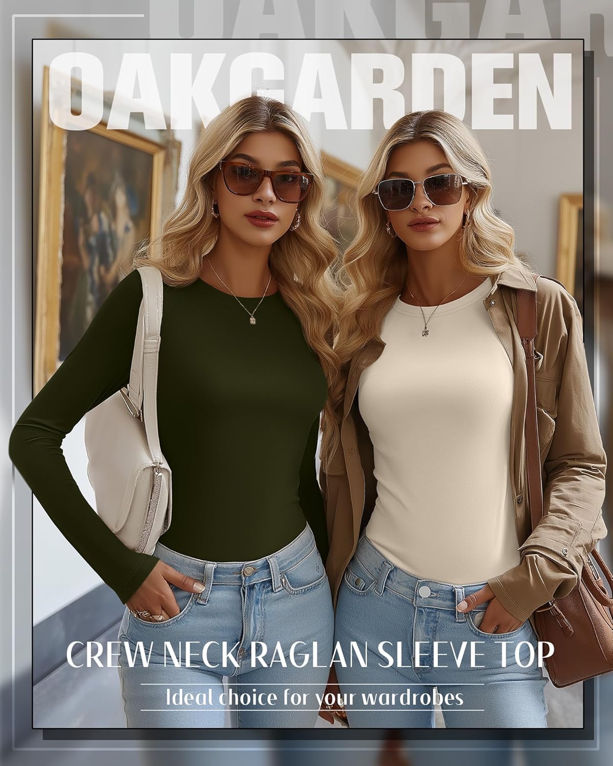 4 Pack Women's Long Sleeve Shirt Slim Fit Crew Neck Tops Casual Basic Stretch Cotton Blend Fall Going Out Outfits - Image 2