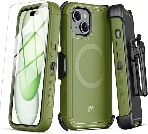 Vista 10 de MYBAT PRO Maverick Series - Funda para iPhone 15, protección militar resistente contra caídas, compatible con MagSafe (38 imanes), protector de Negro