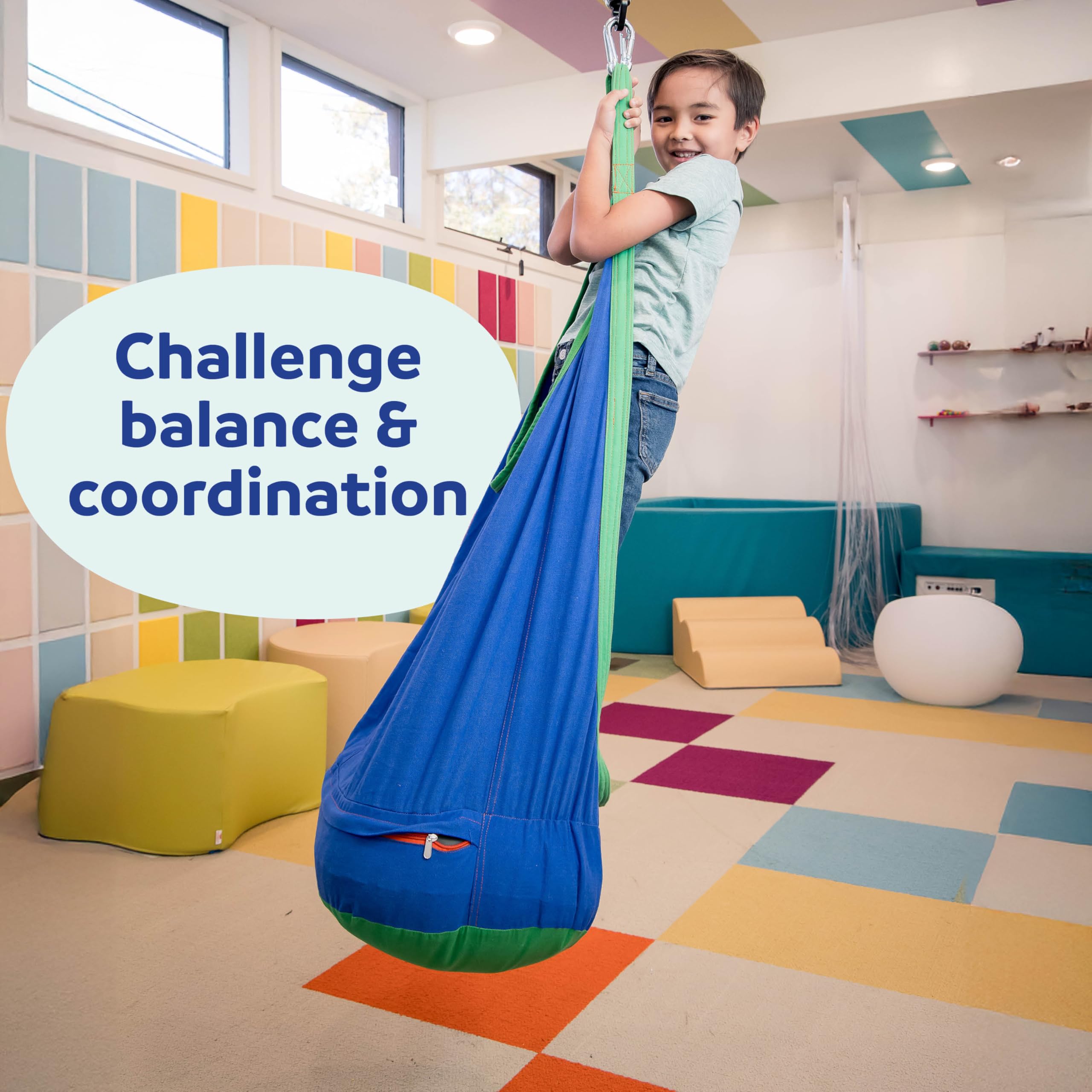 Fun and Function - Cocoon Climbing Swing - Special Needs Hanging Cocoon Swing for Kids - Sensory for Kids with Special Needs - for Children Ages 3-10 - Image 5