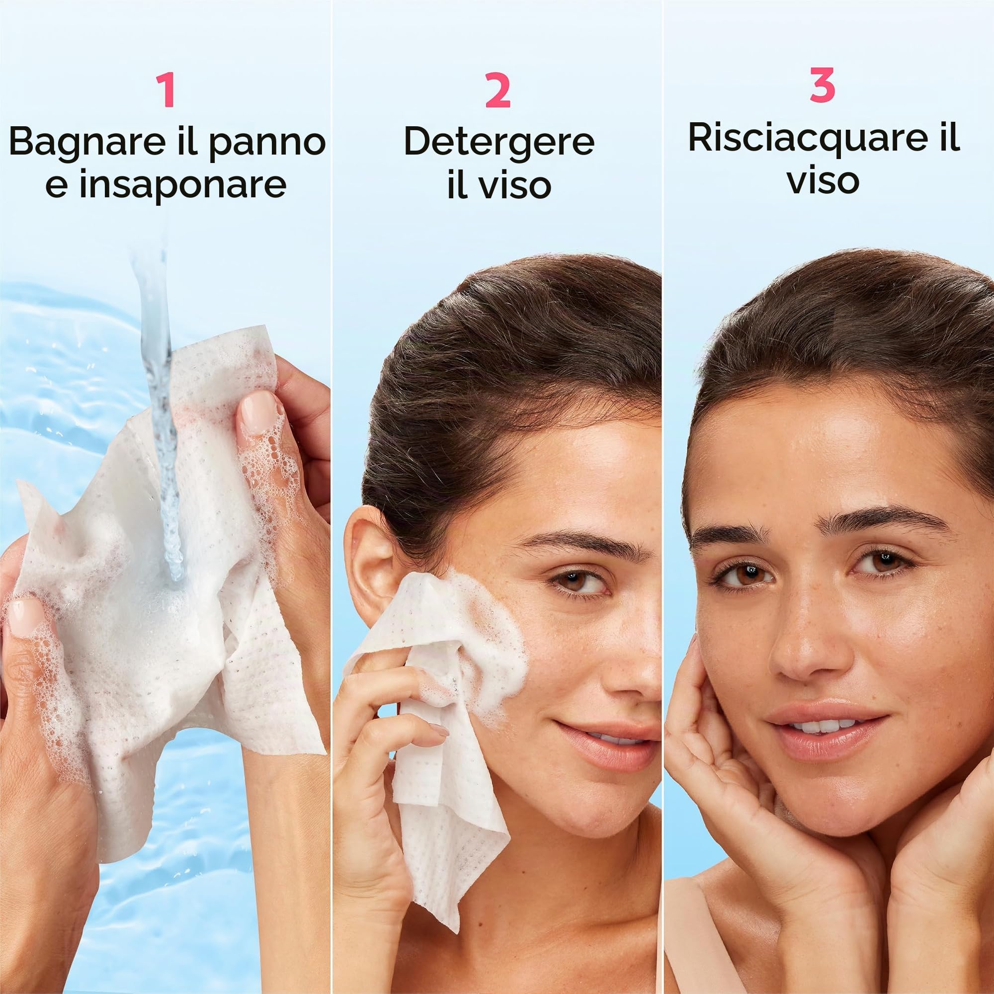 Olay Daily Facial Wipes Daily Clean Wipes, 4 in 1 con acqua attivata, 66 conteggio imballaggio può variare