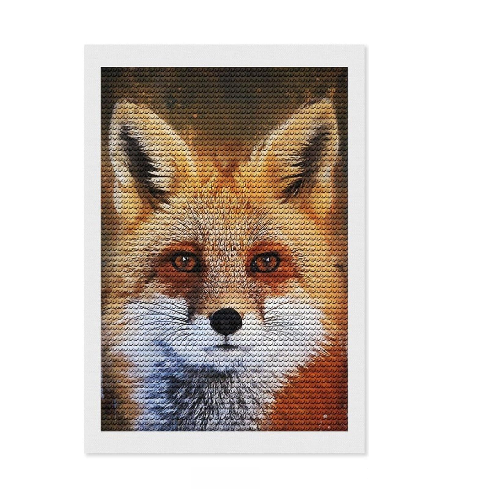 Junmoney Face Fox Diamond Painting Canvas Set 8"x12", Pleasing Wall Art Project, Creative Leisure Activity, Bedroom Decor