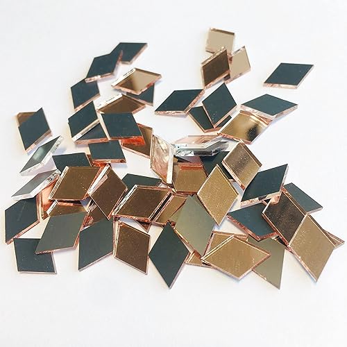 Miniatura 2 de 200 piezas de azulejos de mosaico con forma de diamante para trabajos de manualidades, espejo de bola de discoteca, decoración del hogar (oro rosa)