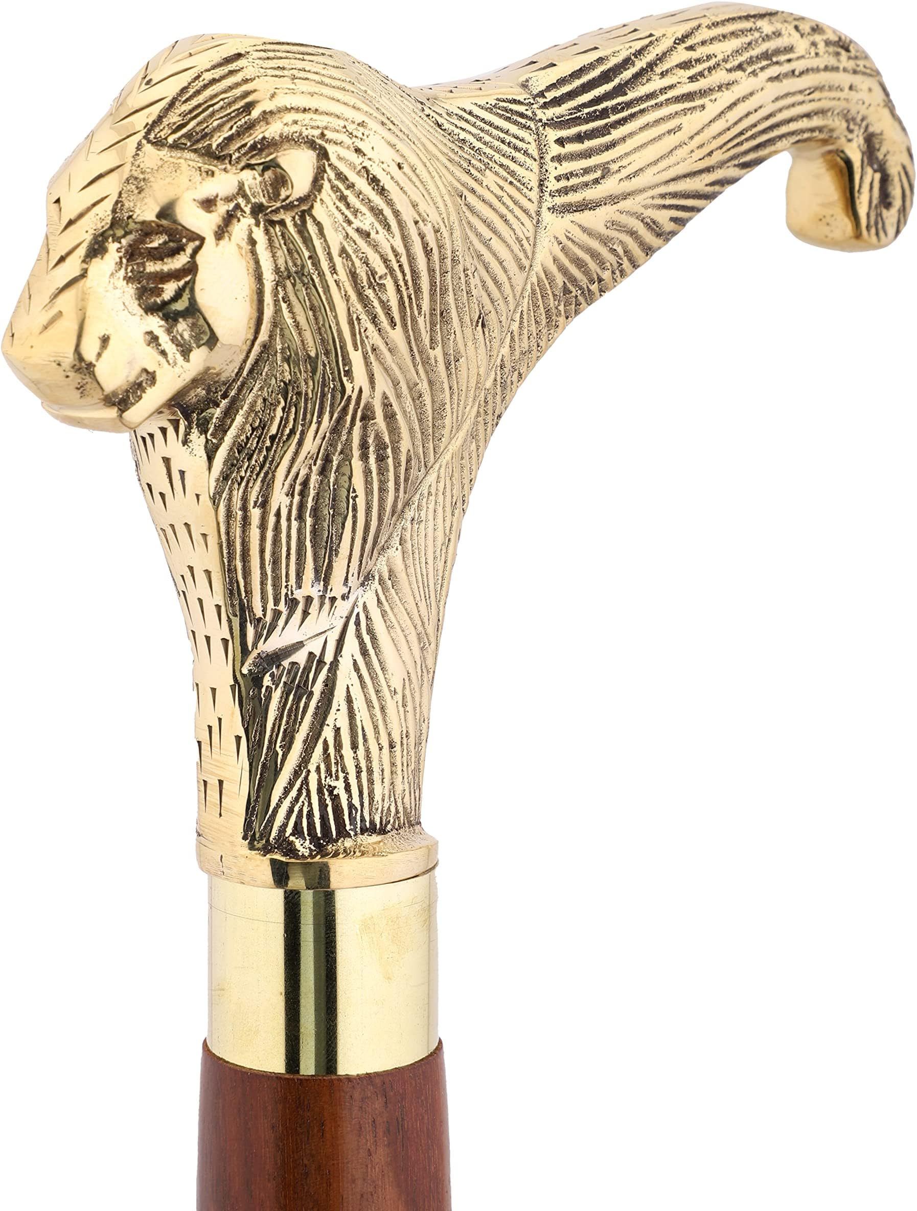 Handmade Wooden Walking Stick for Men Women & Seniors with Detachable Decorative Brass Handle Lightweight & Durable Cane Elegant Mobility Aid & Unique Gift