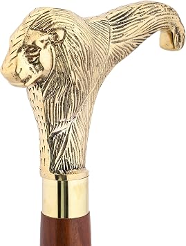 Ajuny Wooden Walking Stick for Men Women Seniors Decorative Chrome Knob Formal Walking Stick