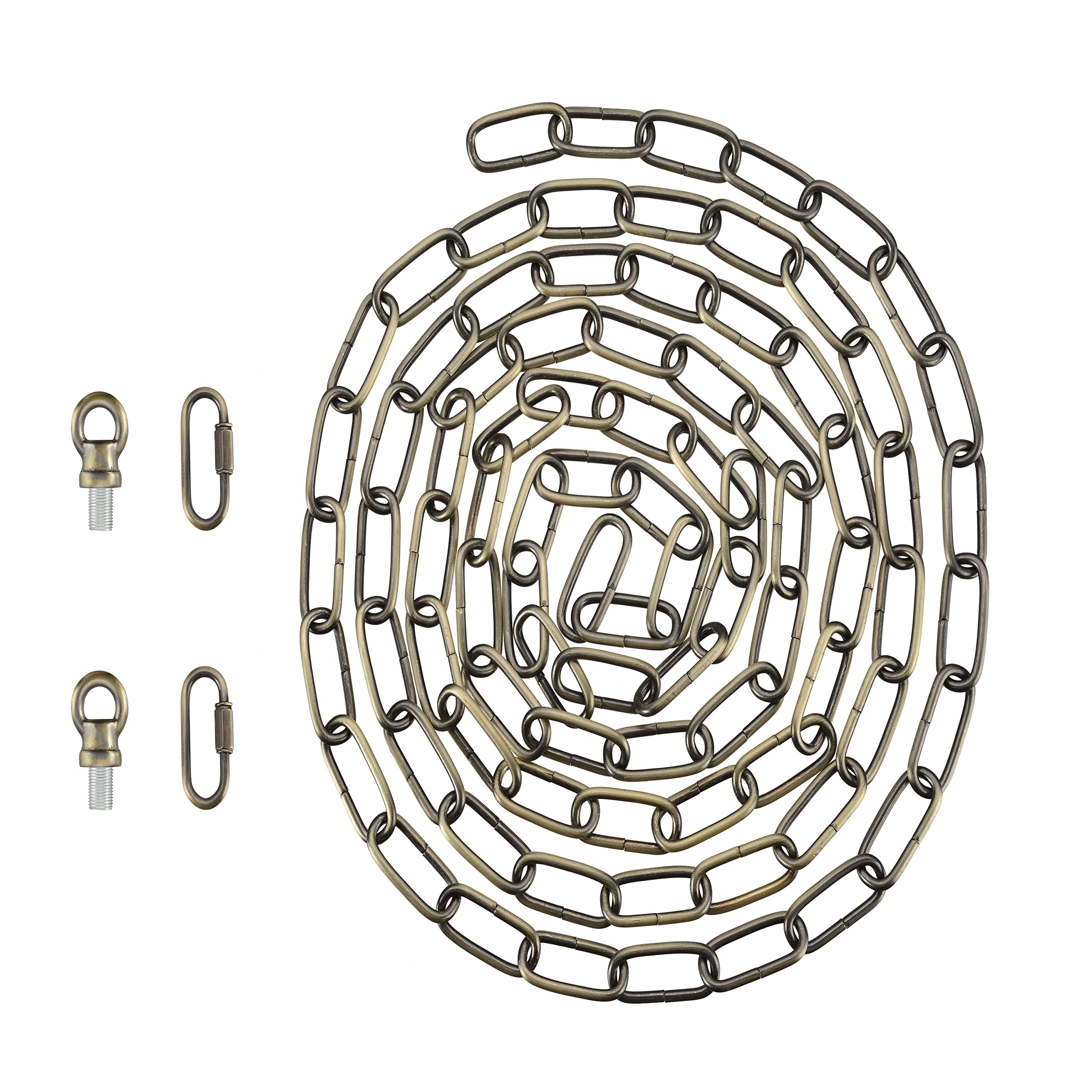 Aspen Creative 21115-51,Steel 10 Feet Heavy Duty Chain &amp; Quick Link Connector for Hanging Up Maximum Weight 50 Pounds-Lighting Fixture/Swag Light/Plant in Antique Brass.9 Gauge.