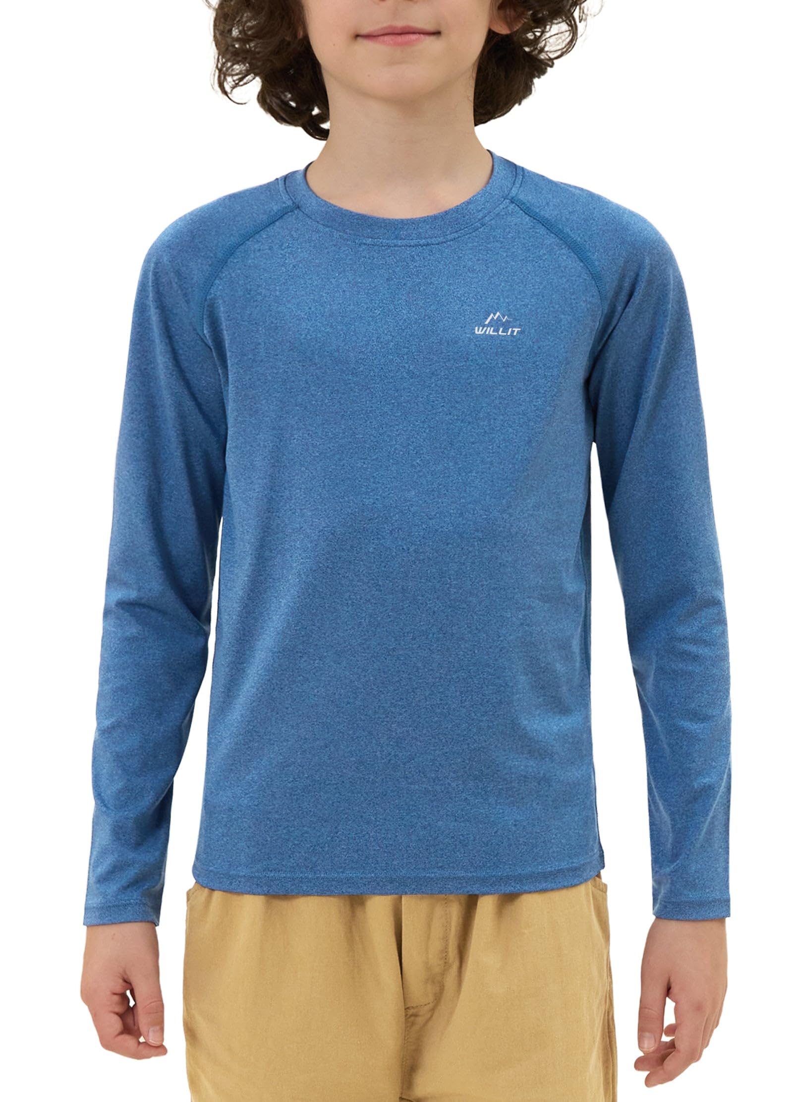 Willit Boy's UPF 50+ Sun Protection Shirt Long Sleeve Rash Guard Swim Shirts Youth SPF Fishing Quick Dry Shirt