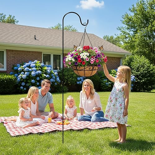 Miniatura 4 de Macetas Colgantes de Metal para Exteriores (paquete de 4, 14 pulgadas) Cestas Colgantes para Plantas, Soporte de Plantas de Alambre Redondo