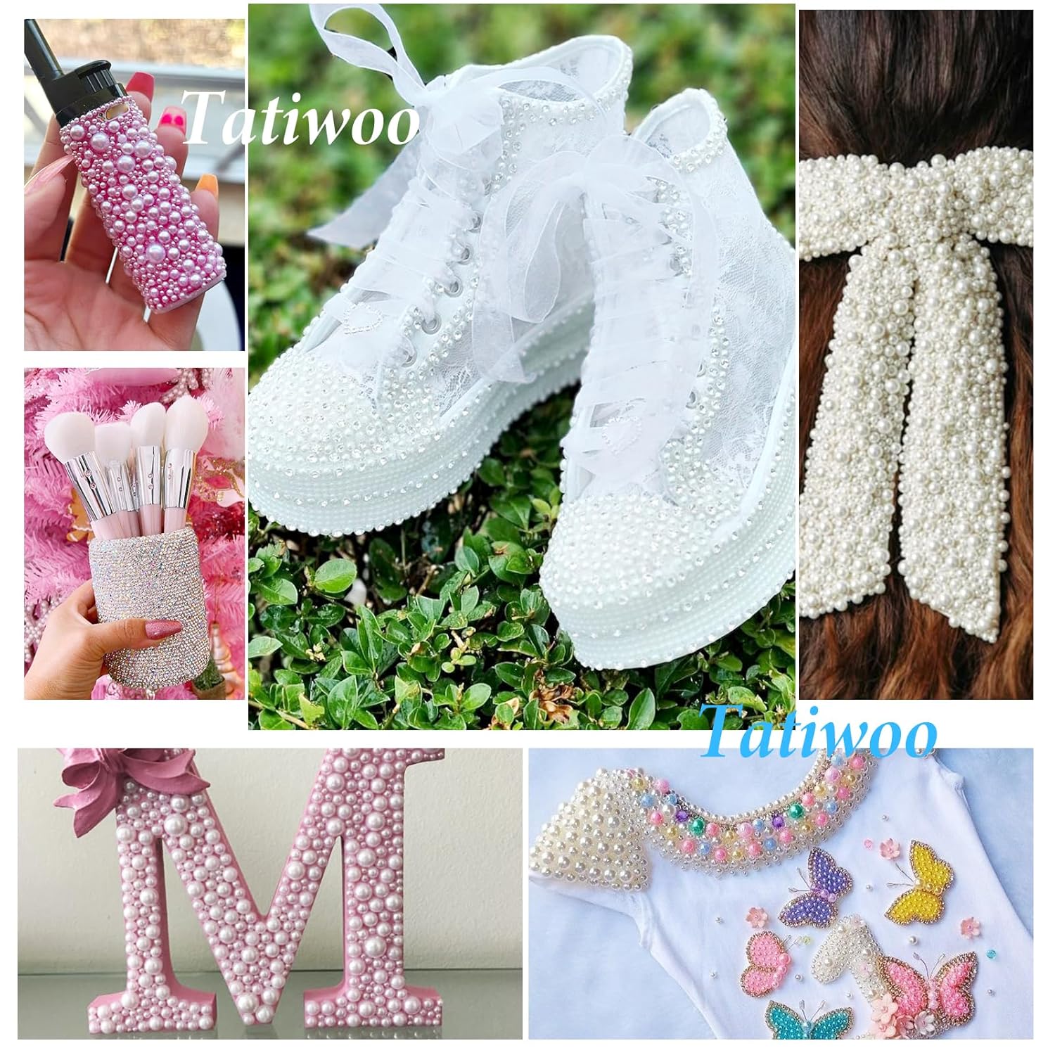 12000 Pcs White Flatback Pearls and Rhinestones for Crafting, 3-5 mm Jelly Resin Rhinestones, Mixed Size Half Pearl Bedazzling Gems for Nail DIY Crafts Mugs Bottles Tumblers Clothes Makeup - Image 6