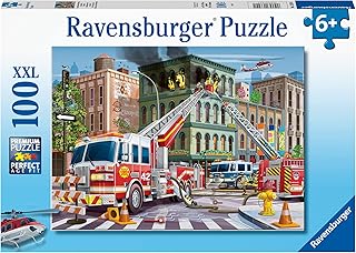 Ravensburger Fire Truck Rescue 100 Piece XXL Jigsaw Puzzle for Kids - 13329 - Every Piece is Unique, Pieces Fit Together Perfectly, 20 x 14 inches (50 x 36 cm) When Complete.