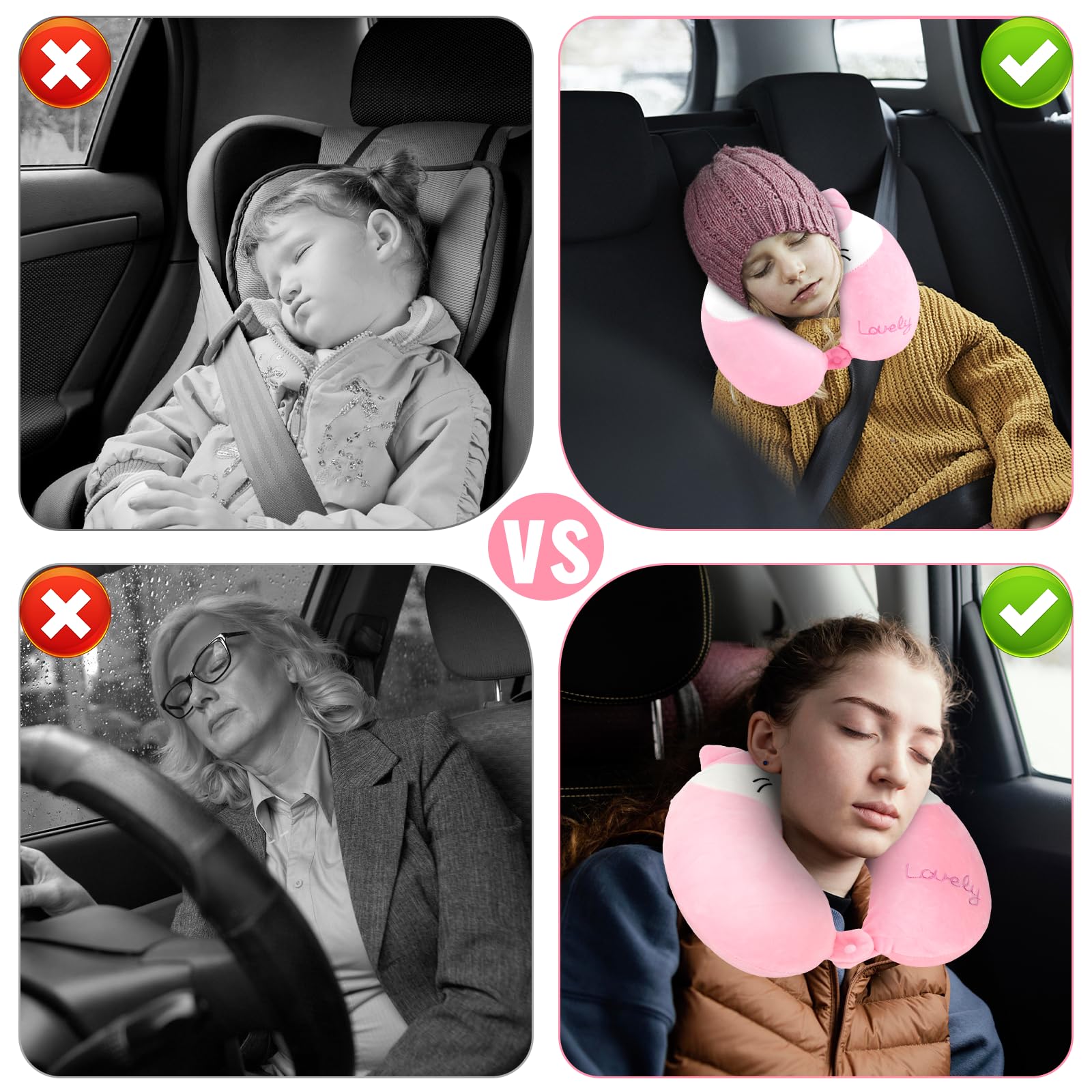 Cuscino Calmante Per Bambini Schlummerkids - 47x26 Cm, Memory Foam, Con Animali Kawaii, Traspirante