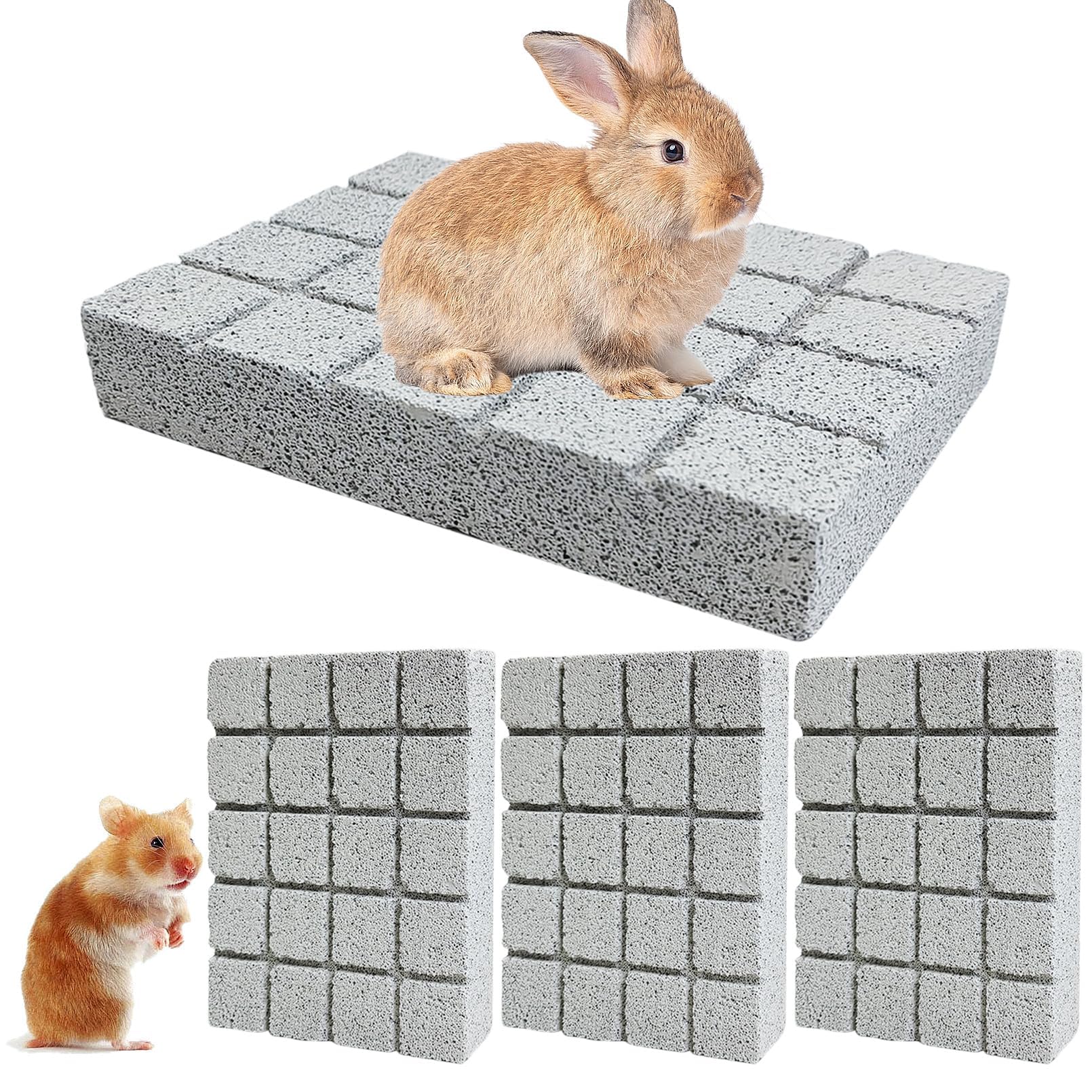 Hamiledyi 4PCS Rabbit Scratching Pads Bunny Lava Grinding Claw Pads Small Animal Foot Pads Hamster Scratch Board Chew Toys for Gerbil Chinchilla