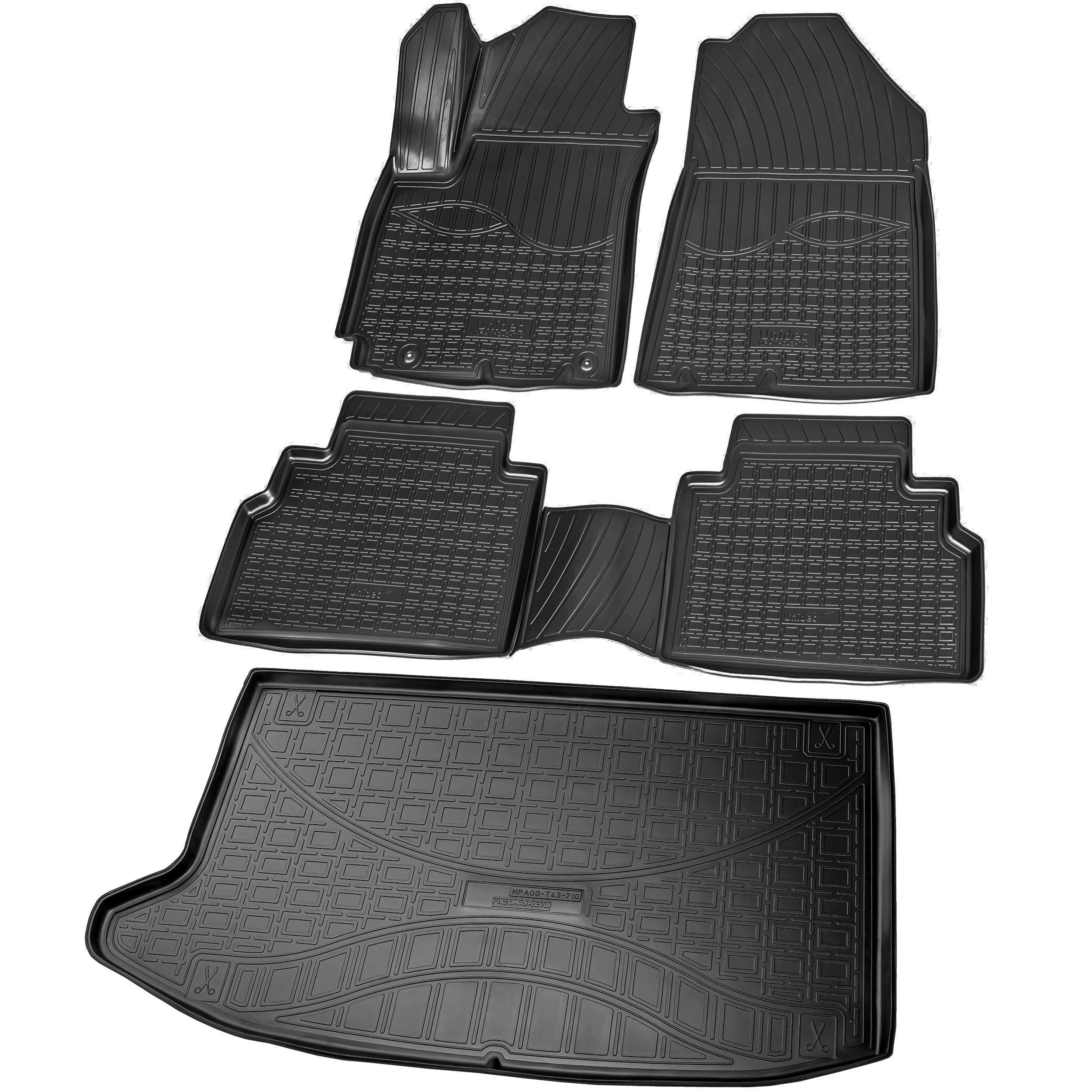 RECAMBO Juego de alfombrillas de goma y bandeja para maletero para Kia Soul III, tipo SK3, a partir de 04.2019, con subwoofer, 100% a medida, alfombrillas para coche y maletero de TPE antideslizante