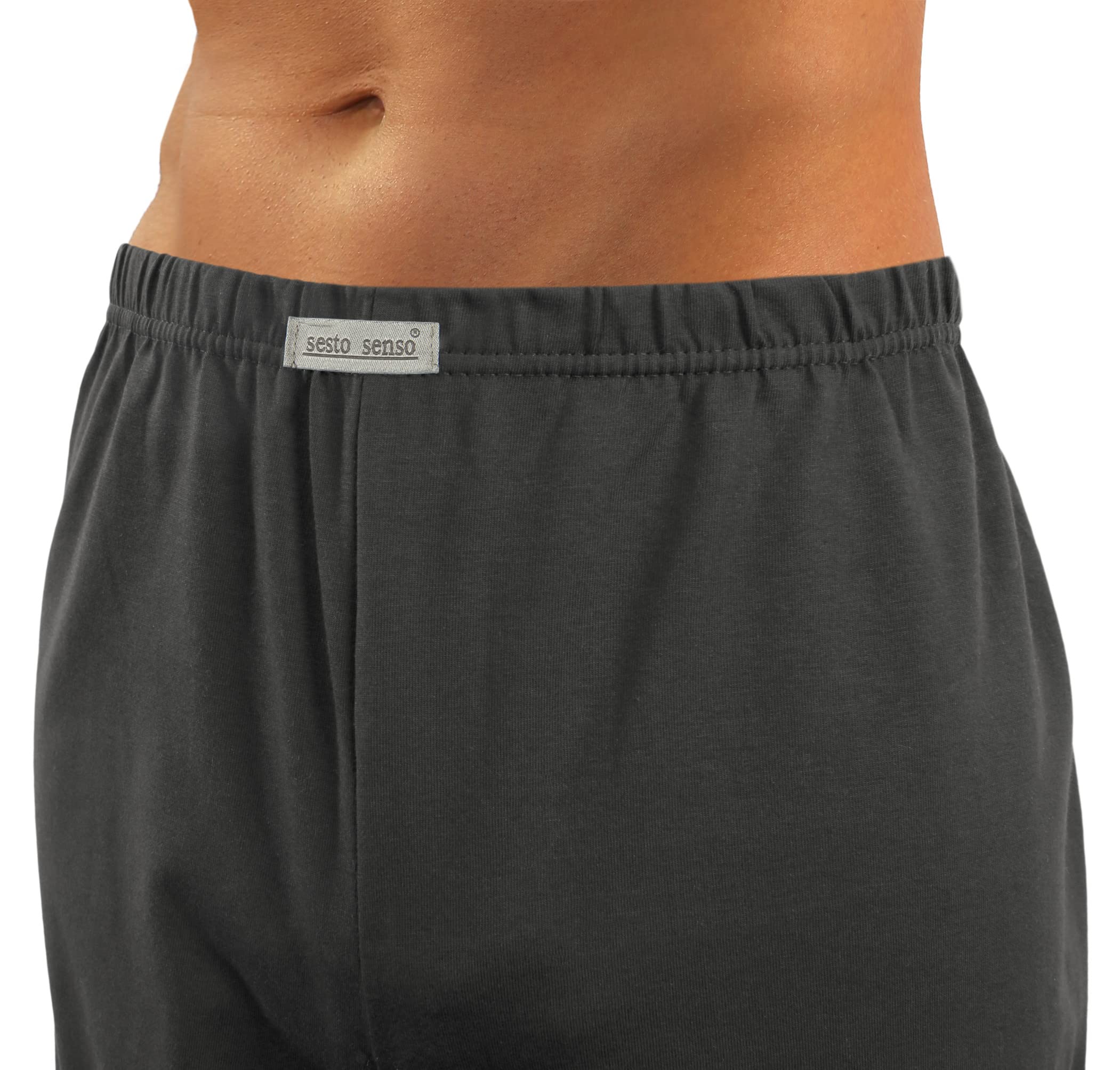 sesto senso Eleganter Herren Schlafanzug Lang zum Knöpfen 100% Baumwolle Pyjama mit Knopfleiste