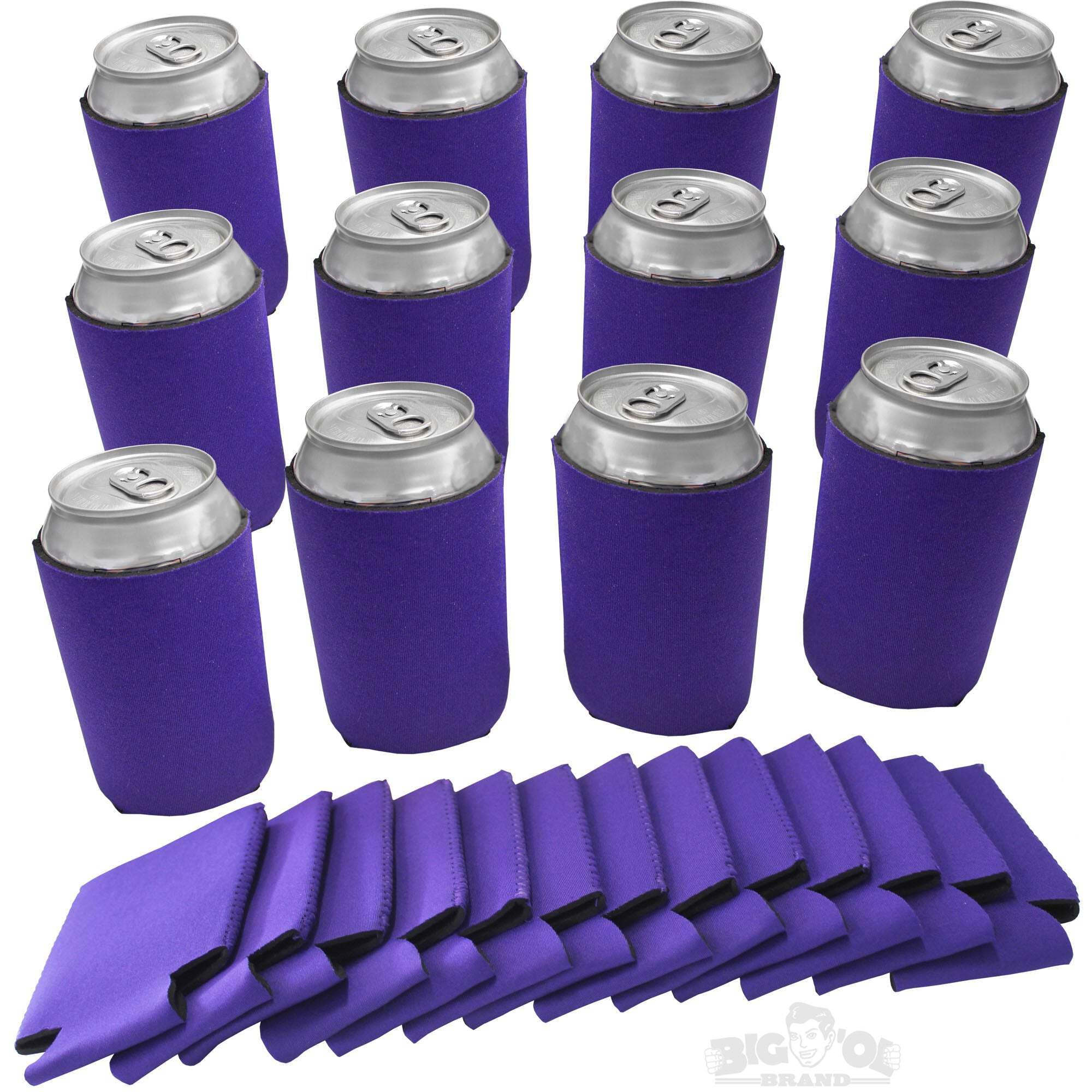 Neoprene Reversible Can Cooler Collapsible Sleeves for 12oz Cans - 25-Pack - Blank Design for any Event - Dual Sided Insulation Keeps Your Drinks Cool!