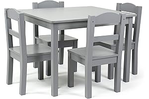 Humble Crew Kids Wood Table and 4 Chair Set, Age 2-5, Grey
