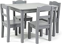 Humble Crew Grey Wooden Kids Table & 4 Chairs Set - Sturdy Toddler Activity Table for Arts, Crafts, Playtime Ages 3-6