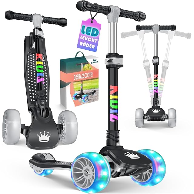 KIDIZ® Scooter Kids Scooter X-Pro2, Patinete de Tres Ruedas con PU LED, Ruedas Luminosas