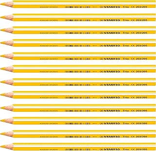 STABILO Lápiz de color triangular grueso Trio thick - Caja con 12 unidades - Color amarillo