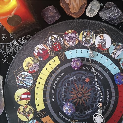 Miniatura 4 de Tablero de péndulo Adivinación de radiestesia, Altar Tarot Card Pad, Ceremonia de péndulo de radiestesia Alfombrilla de goma, Tablero de mensajes