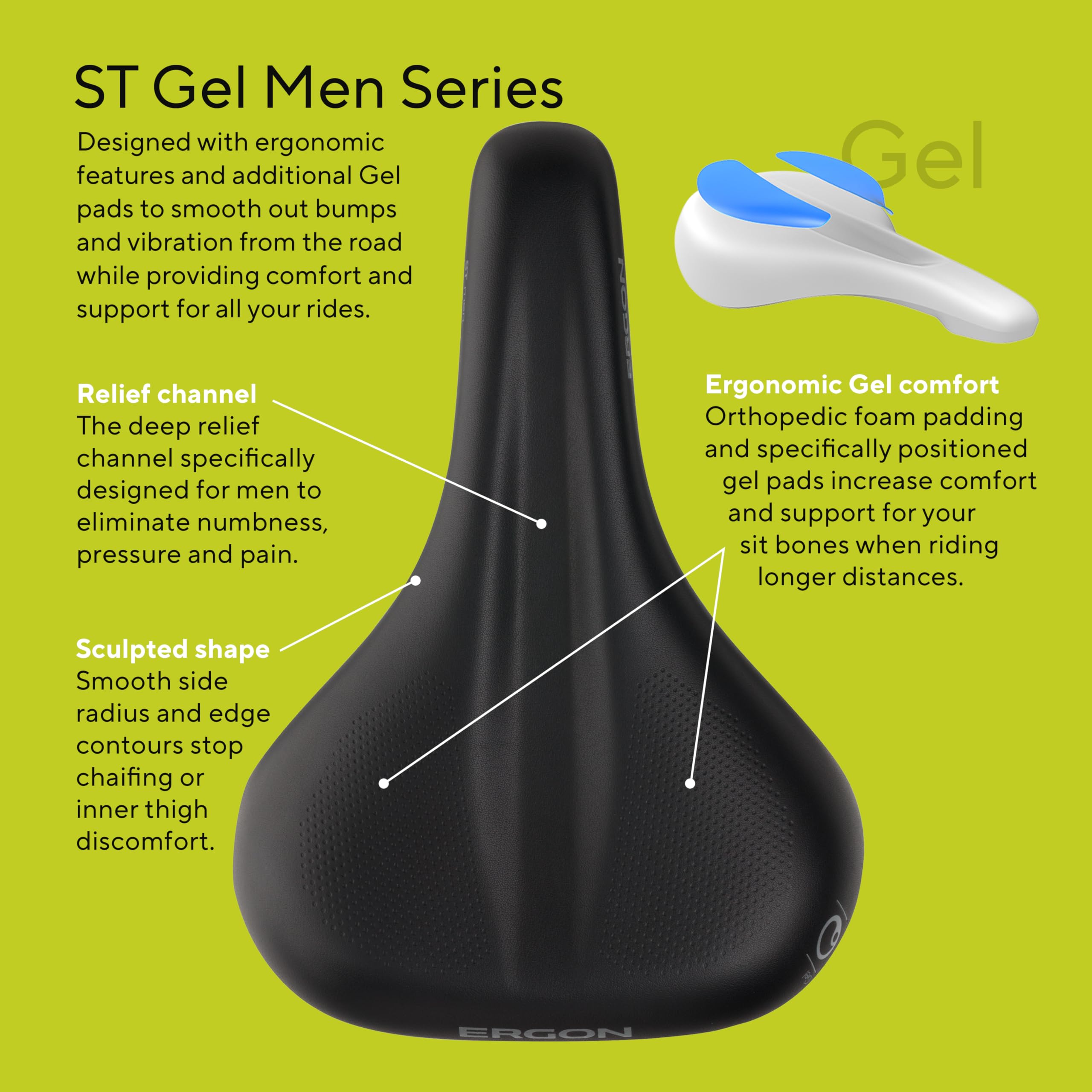 Ergon St Gel Sillín de Bicicleta, Hombre