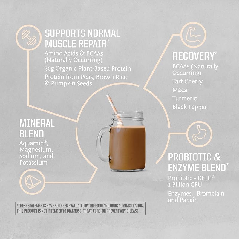 Sunwarrior Organic Plant Based Protein Powder | Vegan Organic Protein Powder with BCAA Amino Acids Plus Recovery Minerals & Botanicals | Non-GMO Soy Dairy & Gluten Free (Chocolate, 45 Servings) image 4