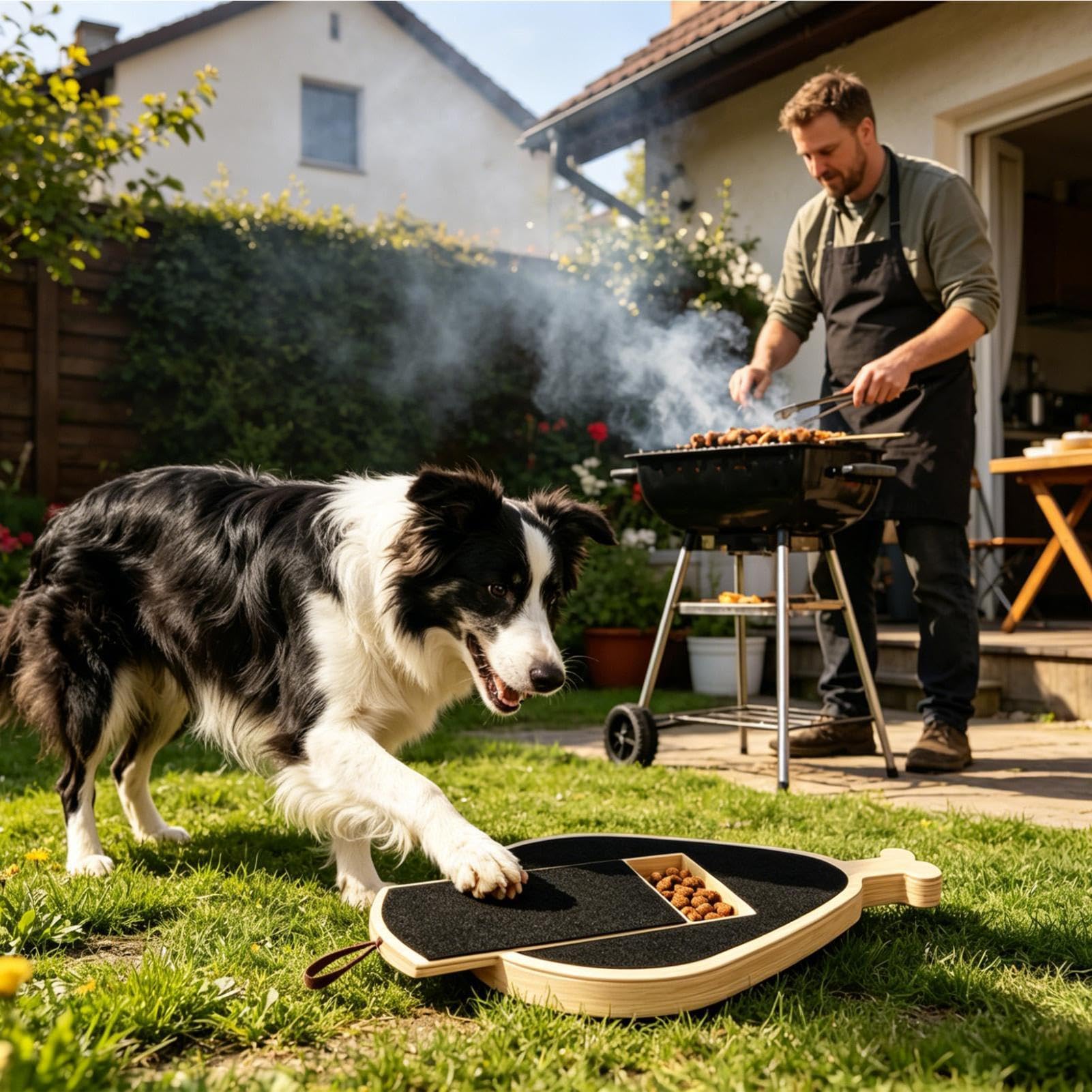 Tappetino Gratta Unghie Per Cani Rifinitura In Legno Con Scatola Porta | Tavoletta Toelettatura Cani, Animali Domestici Per Soggiorno Camera Da Balcone Cortile Giardino Cuccioli Ed Animali