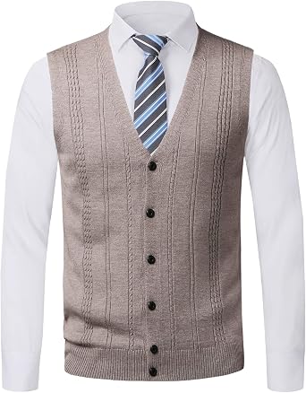Mens Classic Cable Knitted Gilets Sleeveless V Neck Sweater Vest Wool Blend Cardigans Classic Business Gentleman Tops