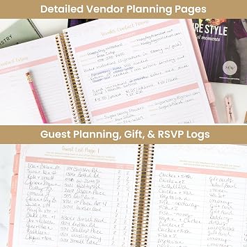 bloom daily planners Hard Cover Wedding Day Planner & Organizer (Undated) - 9 x 11 - Gold Floral