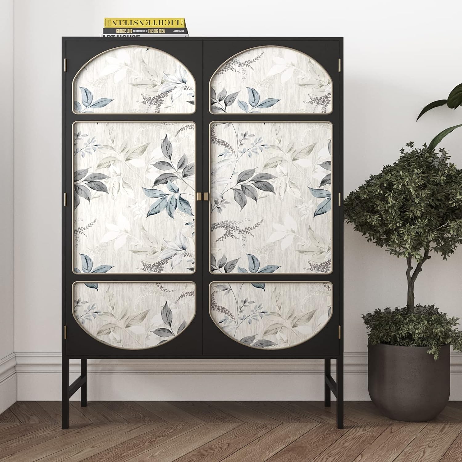 Wallercity Gray Leaf Wallpaper Peel and Stick Floral Leaves Wallpaper 17.5'' x 315'' Vinyl Self Adhesive Watercolor Leaves Wall Paper Removable Plants Leaf Contact Paper for Cabinets Shelf Wall Decor
