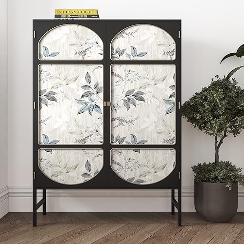 Miniatura 4 de Wallercity Papel tapiz de hojas grises para despegar y pegar, papel tapiz de hojas florales, 17.5 x 315 pulgadas, vinilo autoadhesivo de hojas de