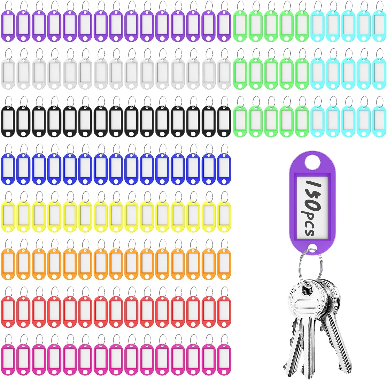 GeeRic 150 Pieces Plastic Key Tags with label, Transparent Protective ...
