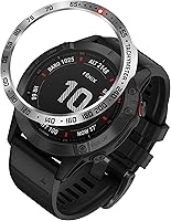 Vista 1 de Anillo de bisel de acero inoxidable compatible con Garmin Fenix 6X/6X Pro Watch, cubierta adhesiva de anillo bisel antiarañazos y protector