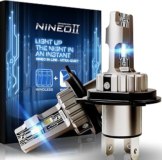 NINEO H4 BULBS, 9003 Light Bulbs, 300% Super Brighter, 6500K Cool White, Real 1:1 Mini Size, Plug and Play, Powersports Accessory Fog Light, Pack of 2