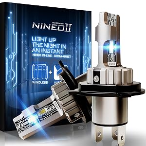 NINEO H4 BULBS 9003 Light Bulbs 300 Super Brighter 6500K Cool White Real 1 1 Mini Size Plug