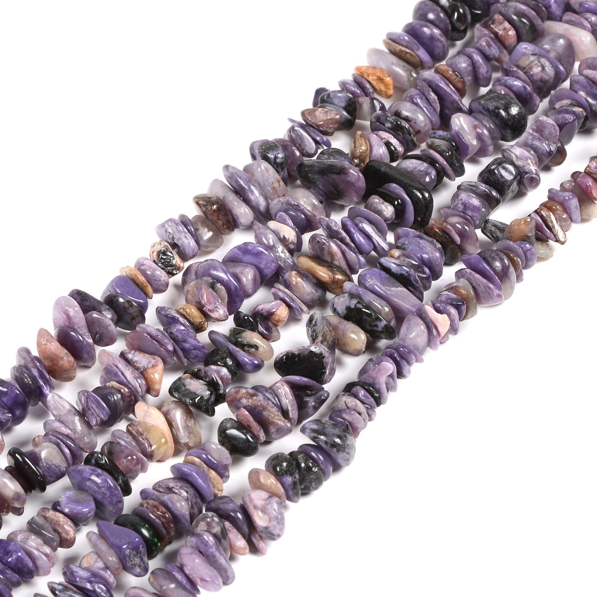 Charoite naturelle en perles chips de 81cm pour création de bijoux et loisirs créatifs