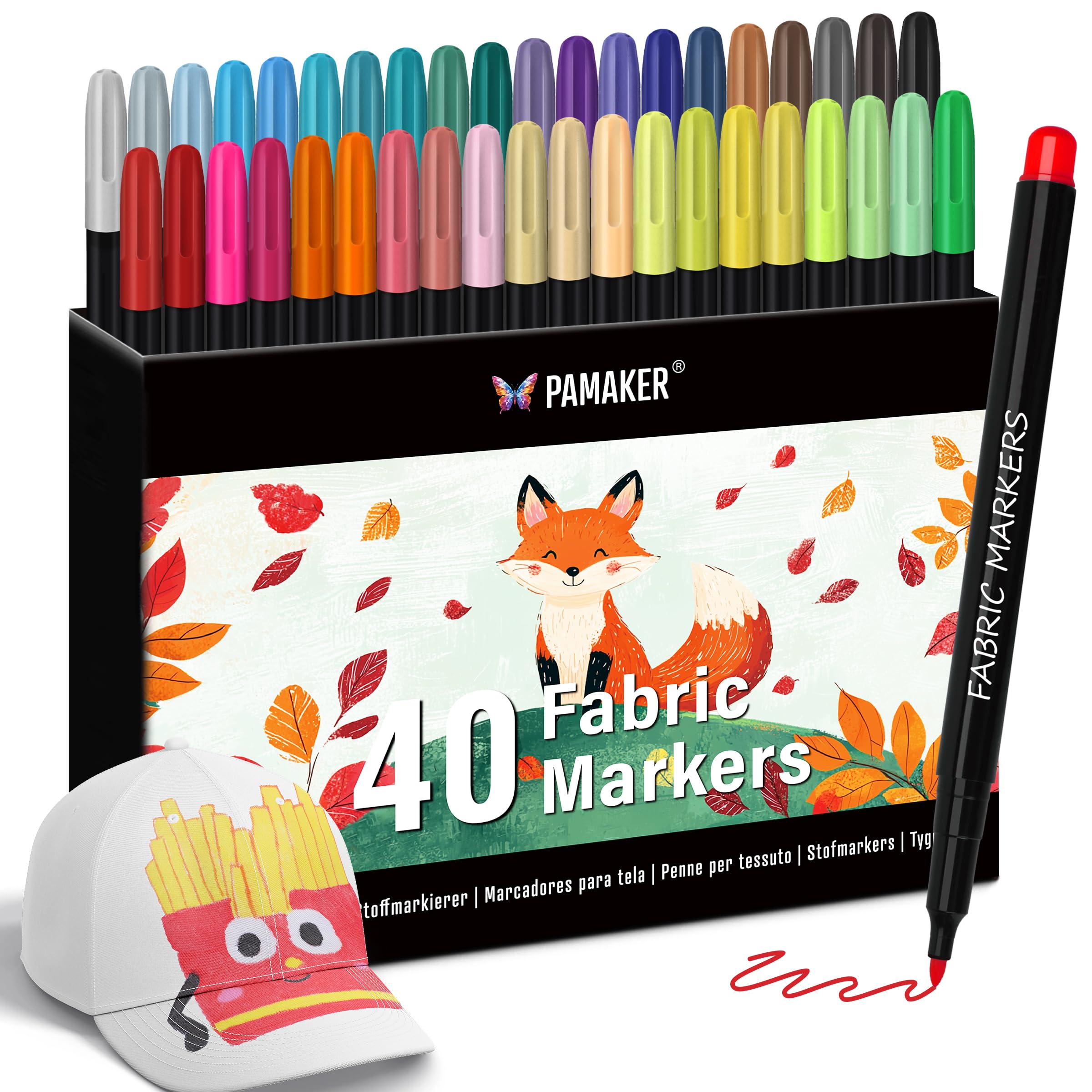 40 rotuladores textiles – Lavable a máquina y permanente para camisetas, bolsas de tela, zapatos y más – No tóxico, ideal para niños y adultos ClimeCo Certified