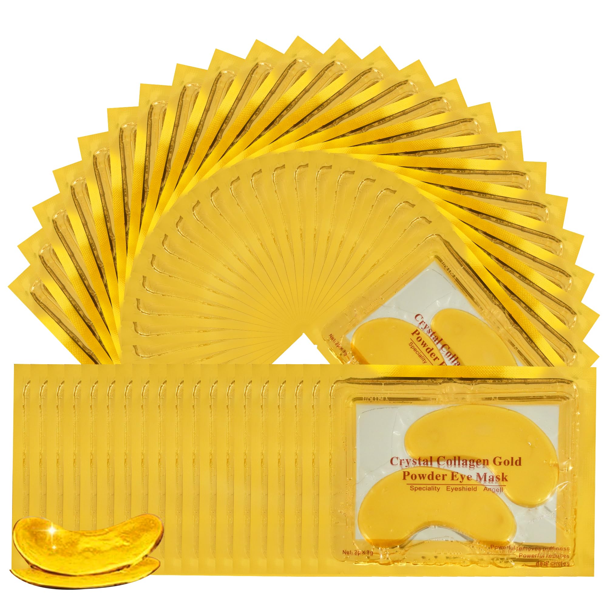 30 works Under Eye Treatment Masks 24K Gold Collagen Eye Gel Pads Moisturizing Under Eye Patches Golden Eye Mask for Dark Circles Anti Wrinkle