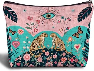 Bolsa de maquillaje de leopardo bohemio capri...