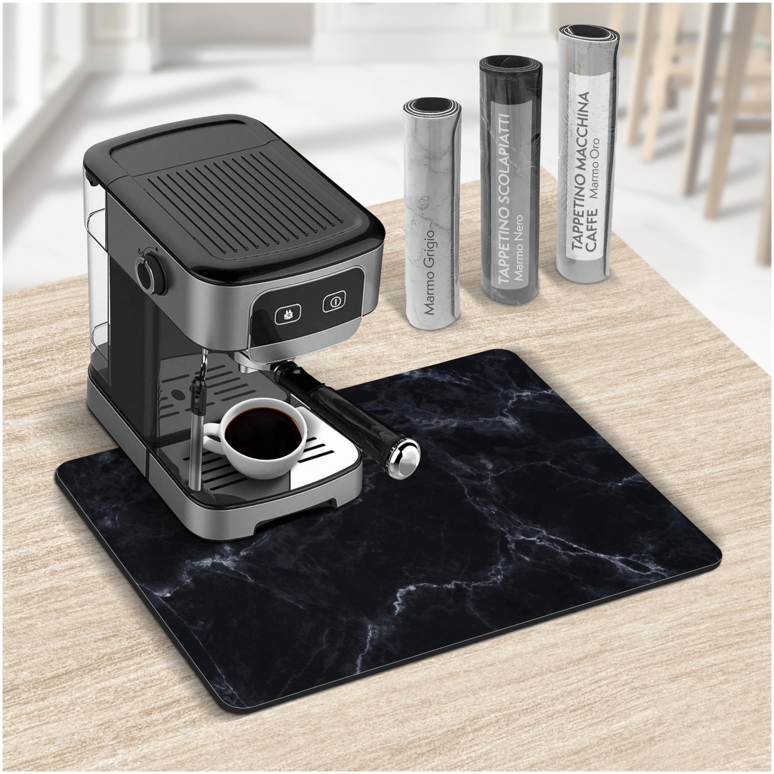 Tappetino Assorbente Per Macchina Da Caffè E Cucina - Nero, 30x50cm, Antiscivolo, Lavabile - Foto 8