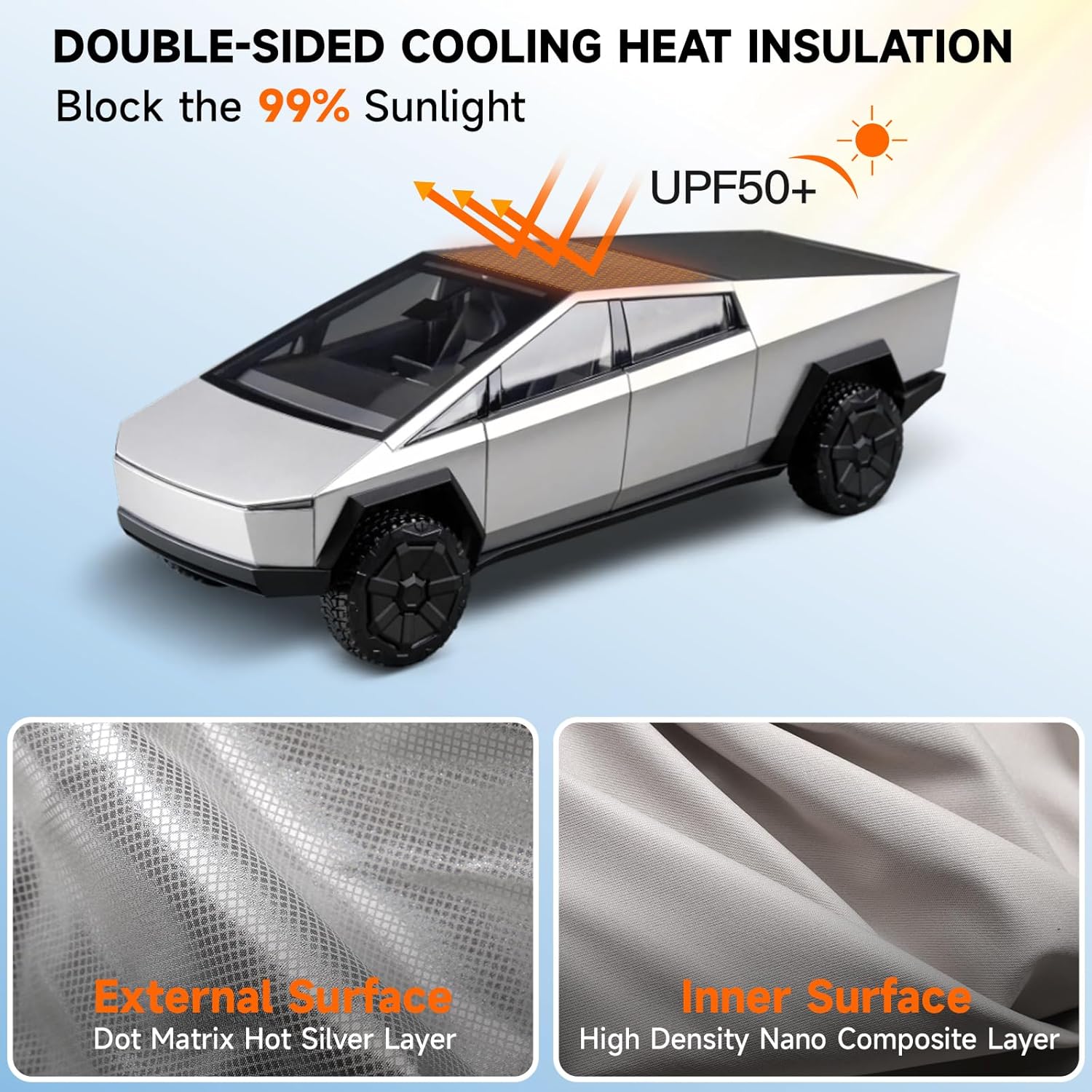 No Gaps, No-Sagging Upgrade Original UV-Protective Sunshade Roof Compatible with 2023-2025 Tesla Cybertruck, Heat Insulation Foldable Glass Roof Sun Shade, Cybertruck Must Have Accessories（Grey）