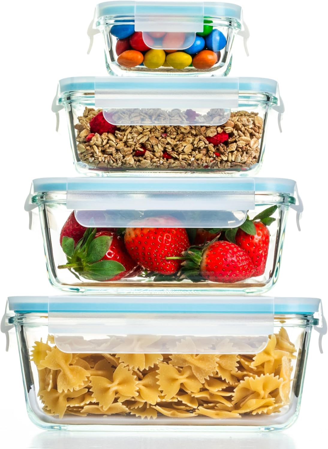 Homiu Glass Food Containers with Lids | Airtight Meal Prep Glass Containers | 4 Pack | BPA Free & Leak Proof | Reusable Microwave, Freezer Oven Safe Lunch Box | Glass Food Storage Containers Homiu Glass Food Containers with Lids | Airtight Meal Prep Glass Containers | 4 Pack | BPA Free & Leak Proof | Reusable Microwave, Freezer Oven Safe Lunch Box | Glass Food Storage Containers