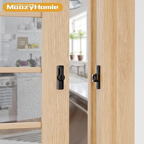 Miniatura 7 de Pestillo de puerta abatible, cierre de puerta de granero de 90180 grados, pestillo de bloqueo de puerta de ángulo recto negro, herrajes para puerta