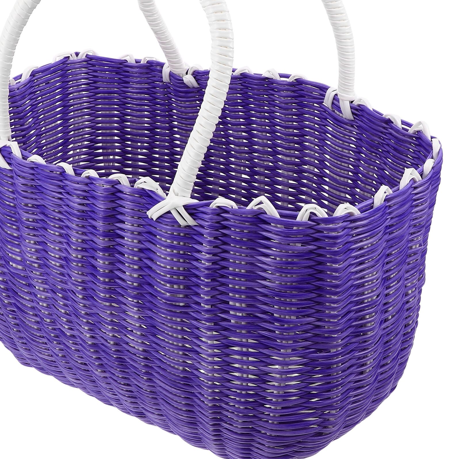 BESPORTBLE Cesta de Plástico Trenzado Grande con Asa Cesta de Almacenamiento Multifuncional para Compra y Verduras Color Morado para Cocina y Hogar