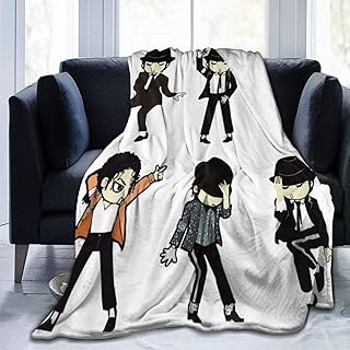 COFEIYISI Franela Manta para Cama Sofá Silla,Cantante de Dibujos Animados de Michael Jackson,Cálida,Cómoda Y Duradera 153x204cm