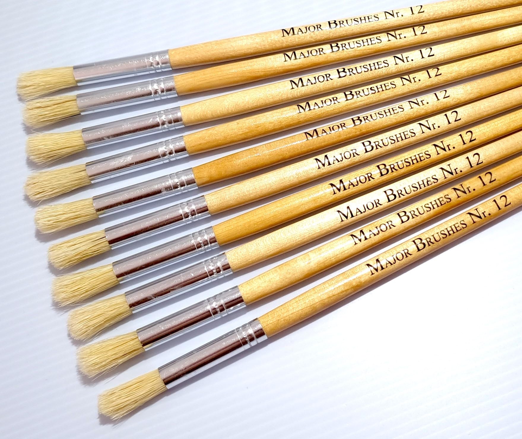 Major Brushes Natural Hog Bristle Long Round Brushes Size 12 - Pack Of 10