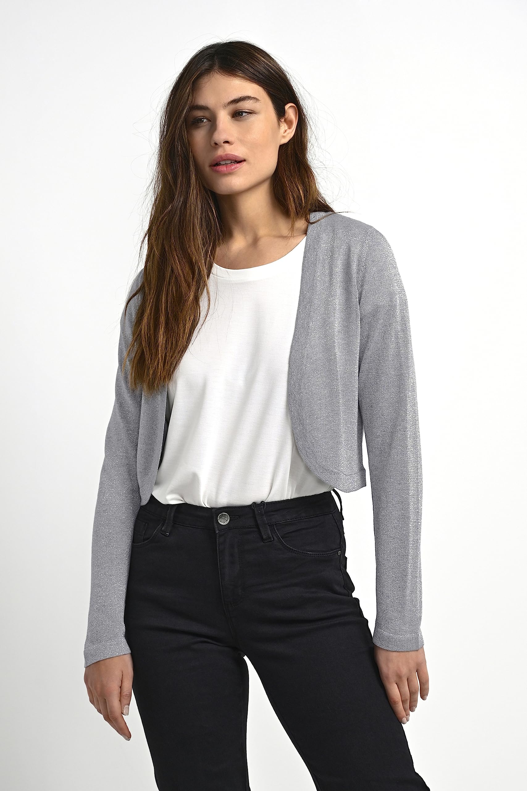 KAFFE Damen Kaffe Women's Bolero Slim Fit Long Sleeves Open Front Rounded Edges Strickjacke (1er Pack)
