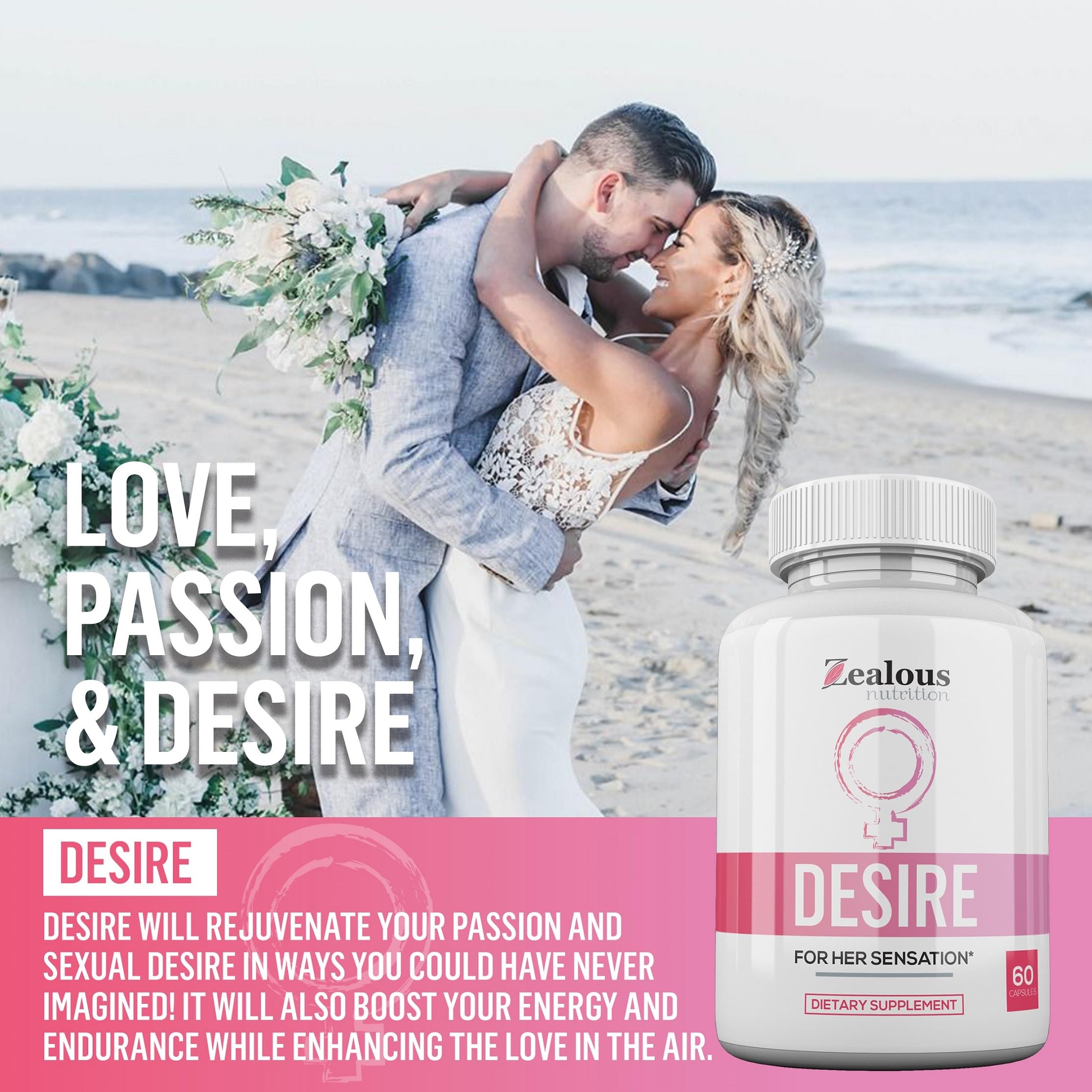 Desire Female Drive Enhancement Pills for Women – Libido Support Supplement – Passion, Excitement & Sensitivity Support - Energy & Vitality Formula - Daily Female Wellness Capsules (1 Pack) — Amazon image 2