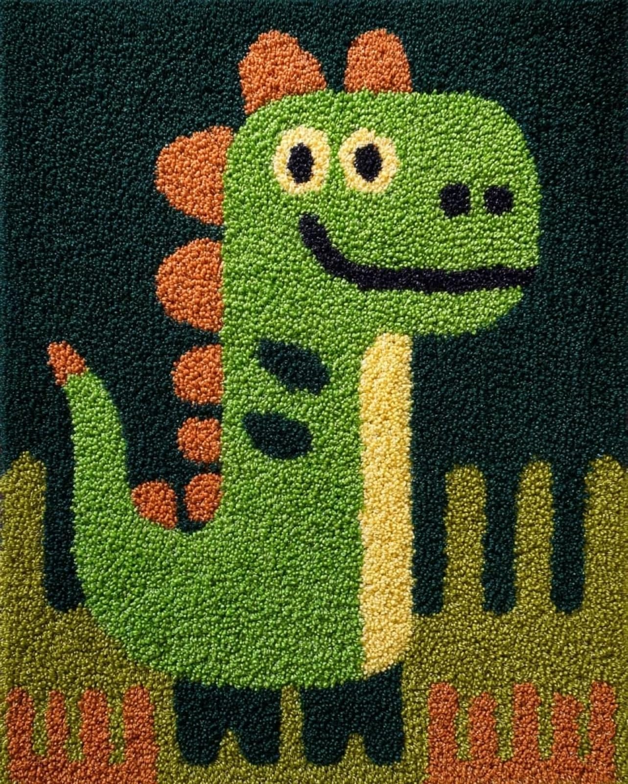 Wallphantom DIY Latch Hook Rug Kit Handmade Carpet,Cartoon Dinosaur